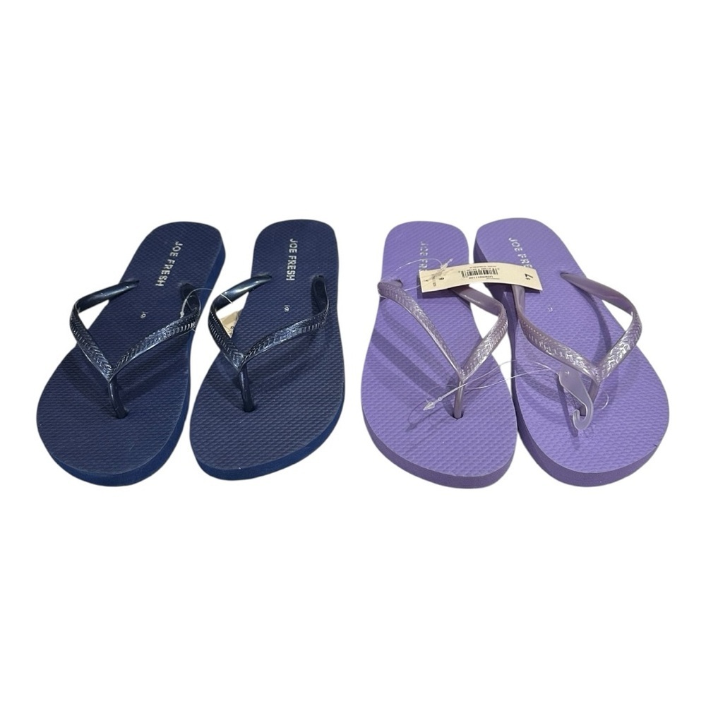 Joe Fresh Flip Flops Set of 2 Blue and Purple Size 6